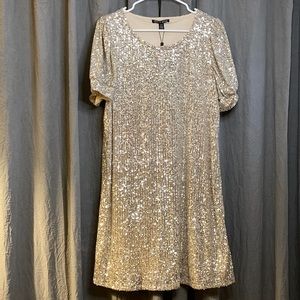 Nwt sequin puff sleeve dress